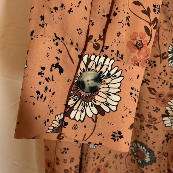 Addition Elle Floral Wrap Blouse in Brown and Black - Picture 4 of 11